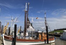 Ditzum Hafen und das Fischhaus in Ditzum am Fähranleger Fähre nach Petkum